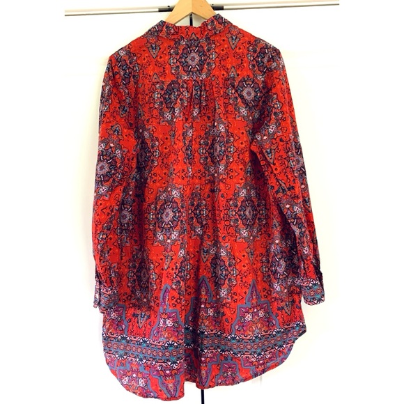 Soft Surroundings Blouse Long Sleeve Tunic Popover Button Down Printed Size L - Picture 2 of 7